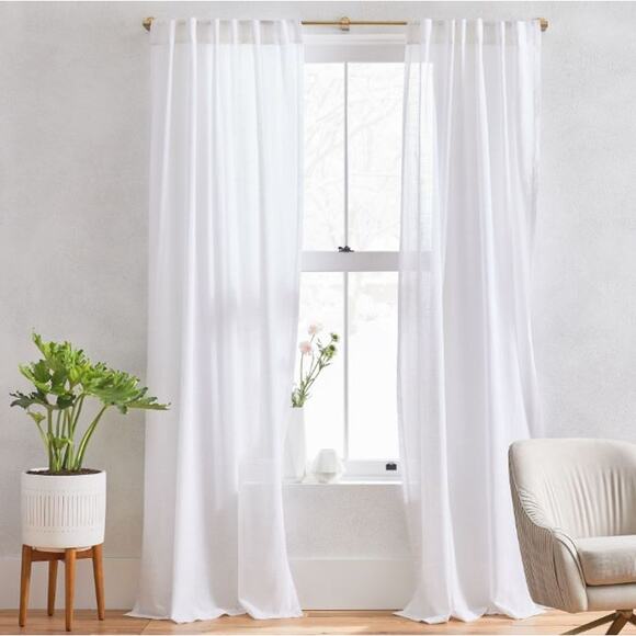 West Elm Other - West Elm Sheer Crosshatch Curtain, Set of 2, White, 48"x96"